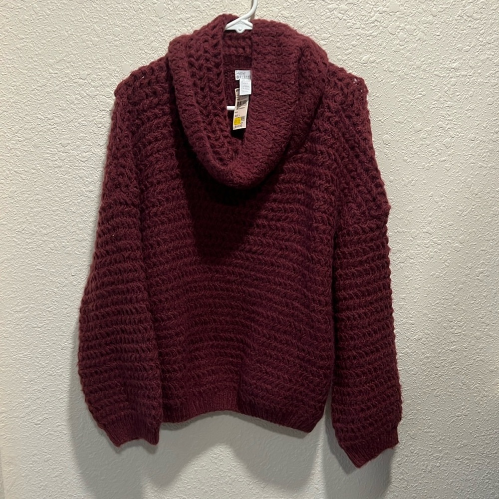 Turtle Neck Knitted Burgundy Sweater